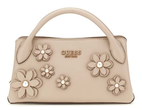 GUESS Zaria Small Girlfriend Satchel Bag Simply Taupe