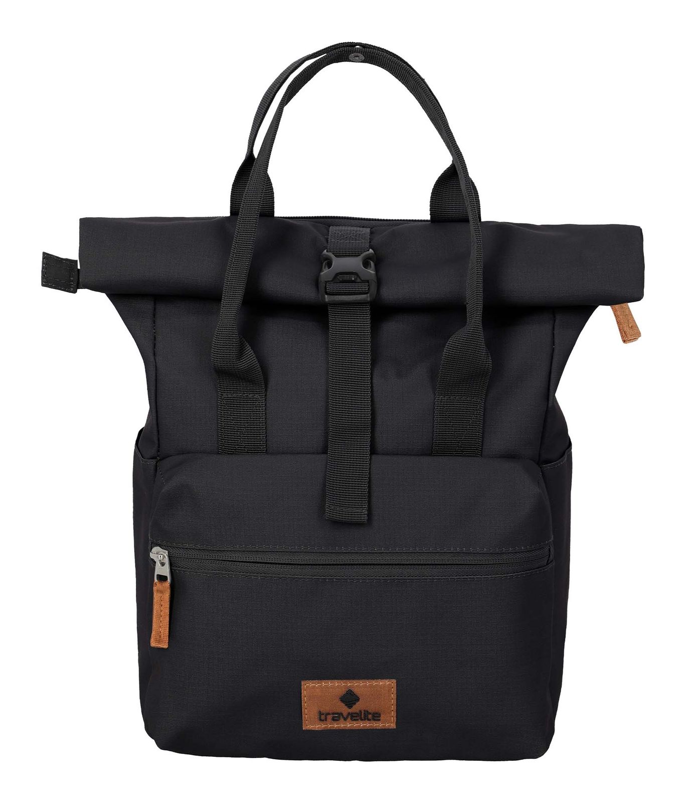 travelite Basic Short Handle Rollup Backpack Black travelite Basic Short Handle Rollup Backpack Black