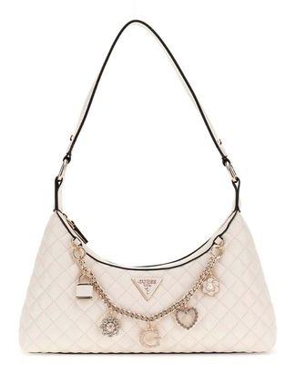 GUESS Everlee Top Zip Shoulder Bag Cream White
