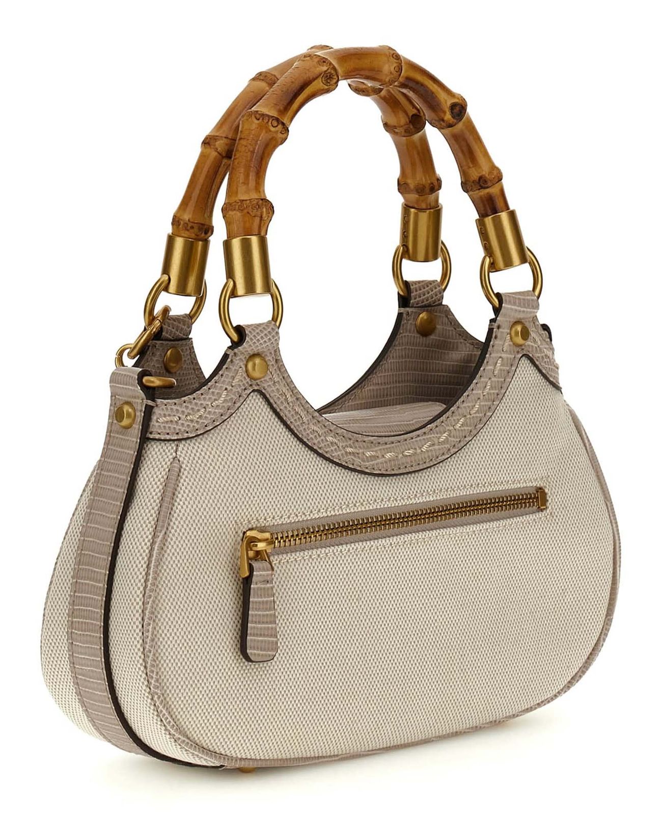 GUESS Zabry Mini Bamboo Satchel Taupe GUESS Zabry Mini Bamboo Satchel Taupe