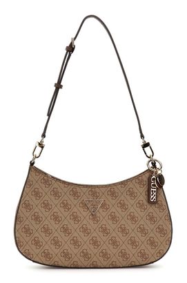 GUESS Noelle II Top Zipper Shoulder Bag Latte Logo / Brown