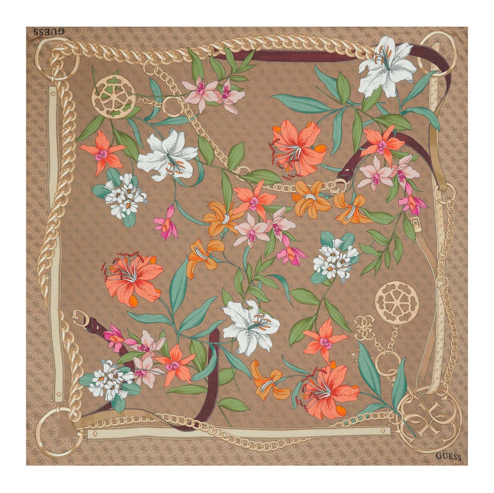 GUESS Kefiah Scarf 130X130 Brown GUESS Kefiah Scarf 130X130 Brown