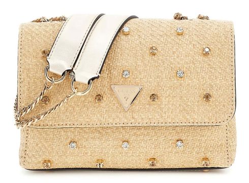 GUESS Giully II Two Compound Convertible Flap Bag Natural