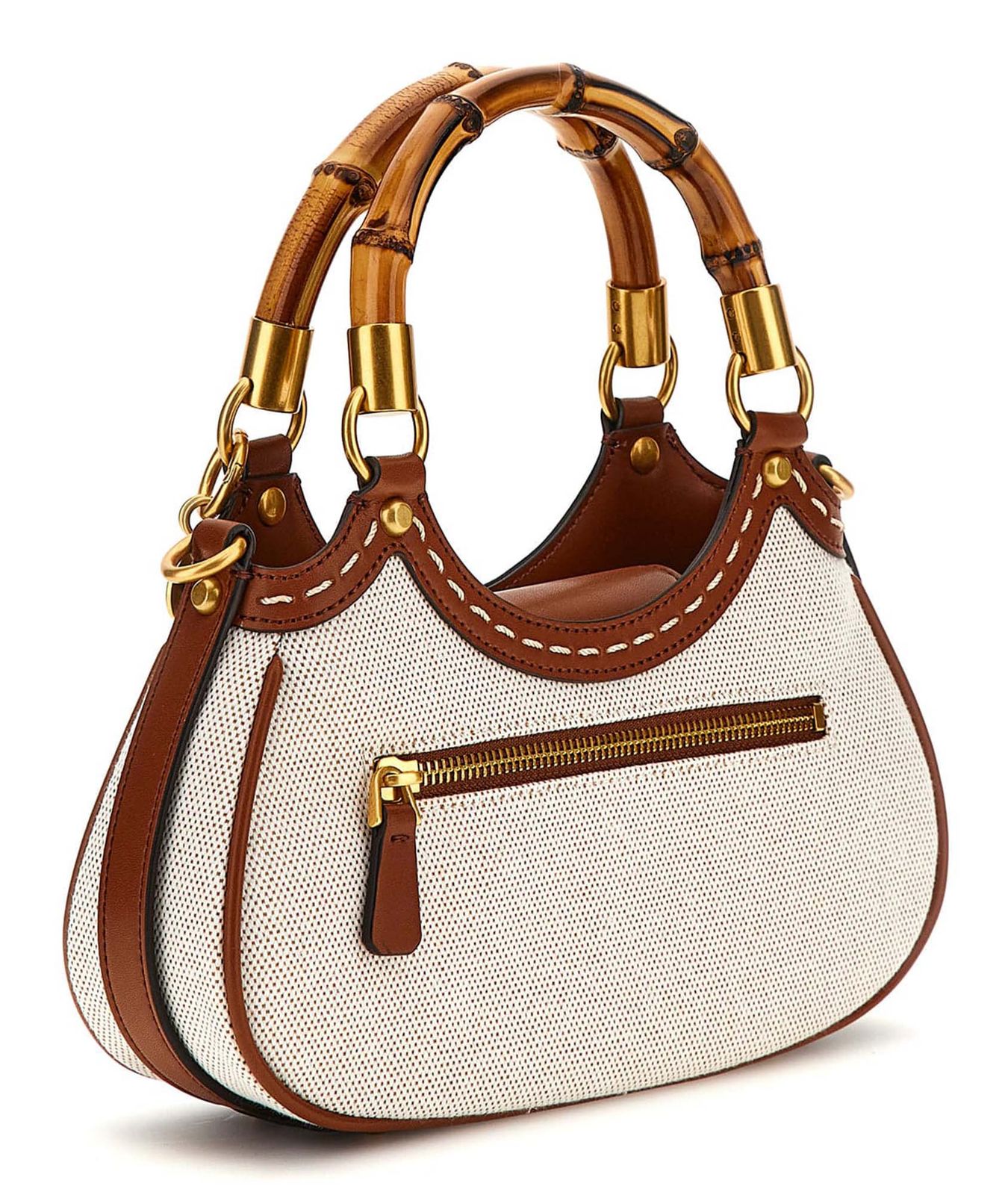 GUESS Zabry Mini Bamboo Satchel Cognac GUESS Zabry Mini Bamboo Satchel Cognac