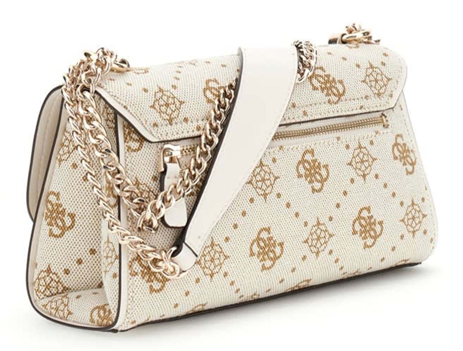 GUESS Neda Convertible Xbody Flap Bag Cream White Logo GUESS Neda Convertible Xbody Flap Bag Cream White Logo