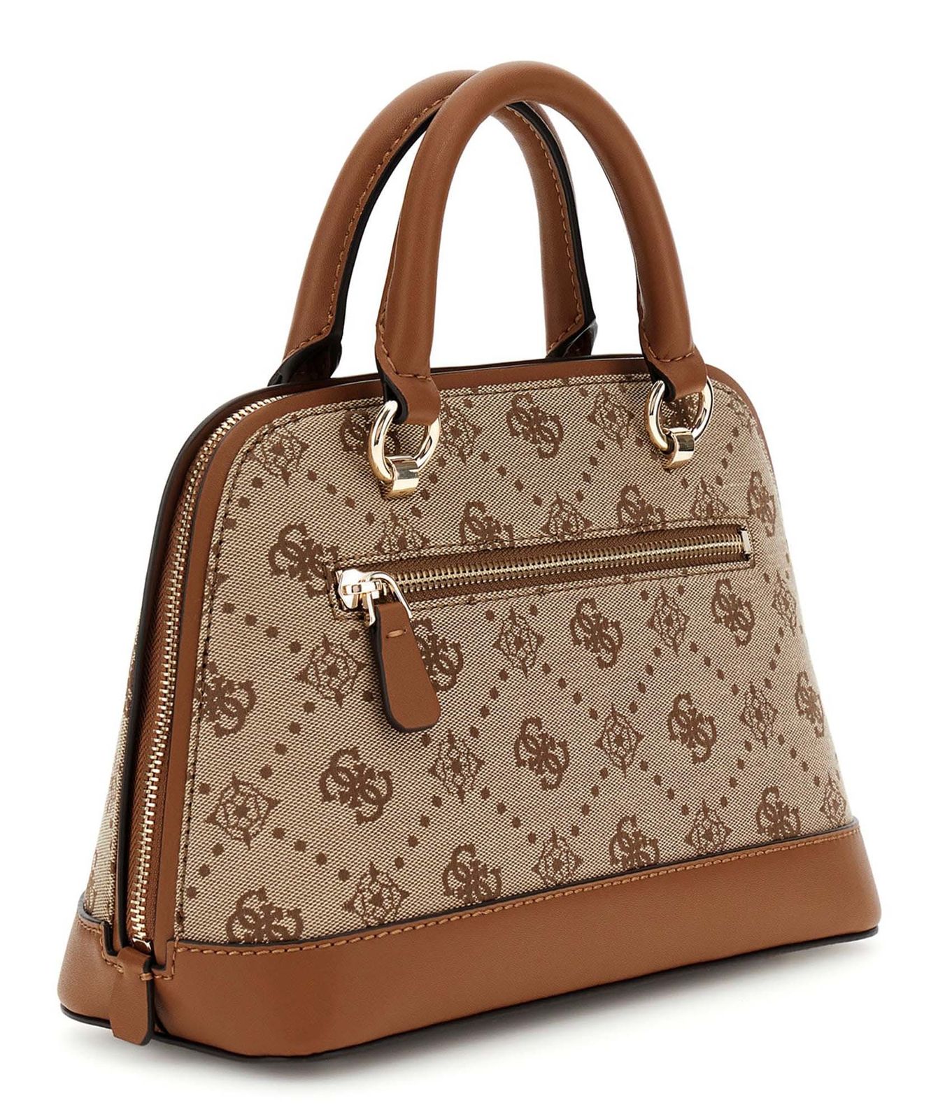 GUESS Neda Dome Satchel Bag Latte Logo GUESS Neda Dome Satchel Bag Latte Logo