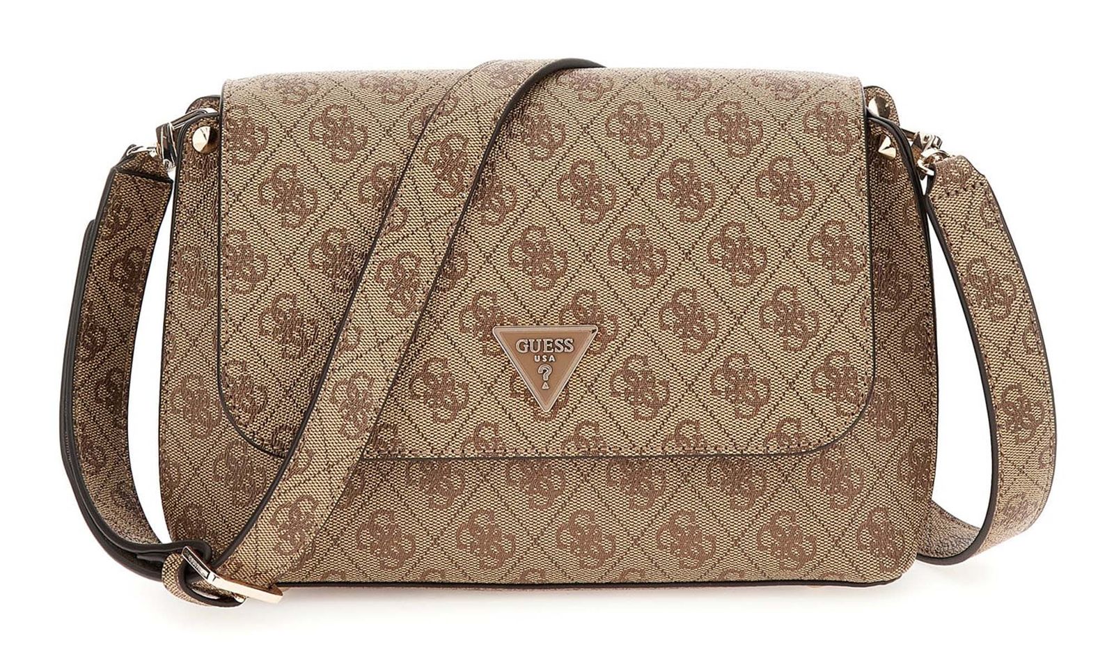 GUESS Meridian II Flap Crossbody Bag Latte Logo GUESS Meridian II Flap Crossbody Bag Latte Logo
