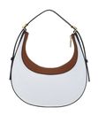COCCINELLE Whisper Tricolor Shoulder Bag Snow / Cognac / Noir COCCINELLE Whisper Tricolor Shoulder Bag Snow / Cognac / Noir