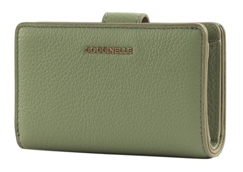COCCINELLE Metallic Soft Mini Wallet Grained Leather Greenery