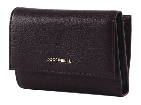 COCCINELLE Metallic Soft Wallet Grainy Leather Prune