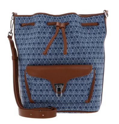 COCCINELLE Beat Bucket Bag Blue Denim / Cognac