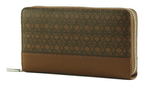 COCCINELLE Coated Monogram Zip Around Wallet Multi Cognac / Cognac