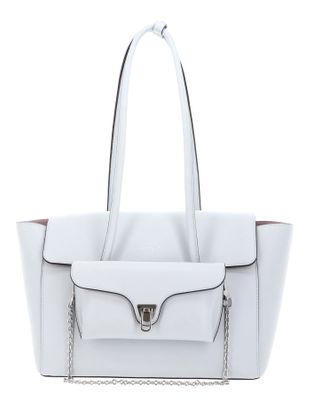 COCCINELLE Double Beat Grained Leather Handbag Snow