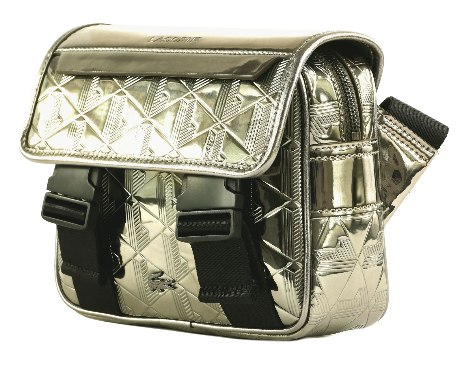 LACOSTE The Blend Messenger Bag Silver Black LACOSTE The Blend Messenger Bag Silver Black