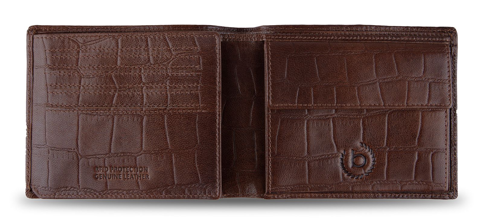 bugatti Lima RFID Wallet With Flap Croco Brown bugatti Lima RFID Wallet With Flap Croco Brown