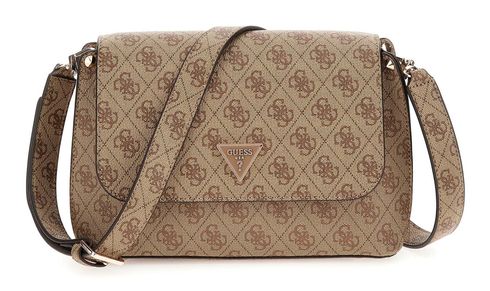 GUESS Meridian II Flap Crossbody Bag Latte Logo