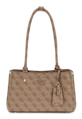 GUESS Meridian II Shoulder Satchel Bag Latte Logo