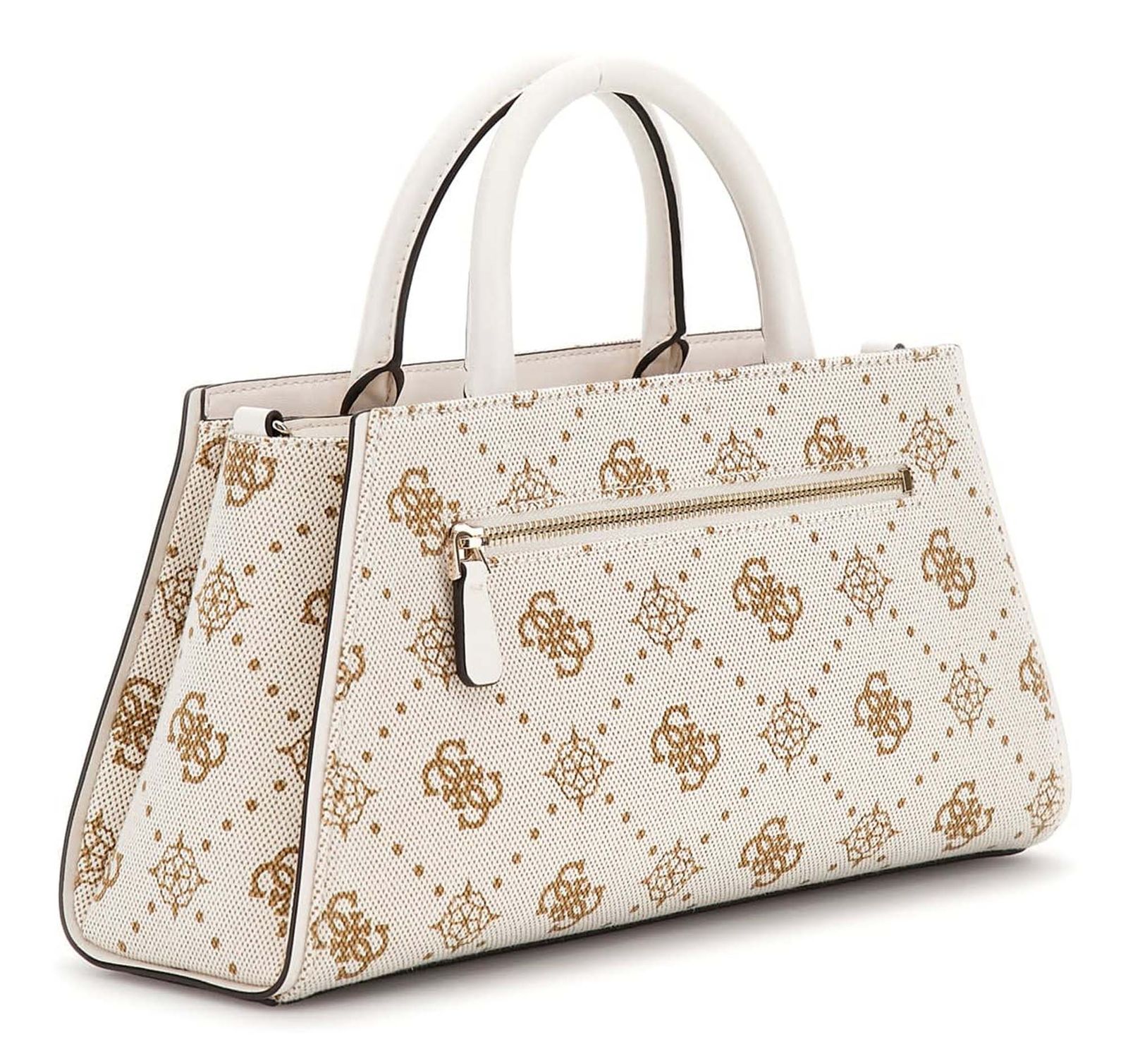 GUESS Neda Girlfriend Satchel Cream White Logo GUESS Neda Girlfriend Satchel Cream White Logo