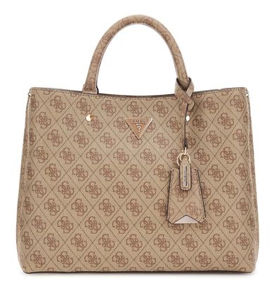 GUESS Meridian II Girlfriend Satchel Bag Latte Logo