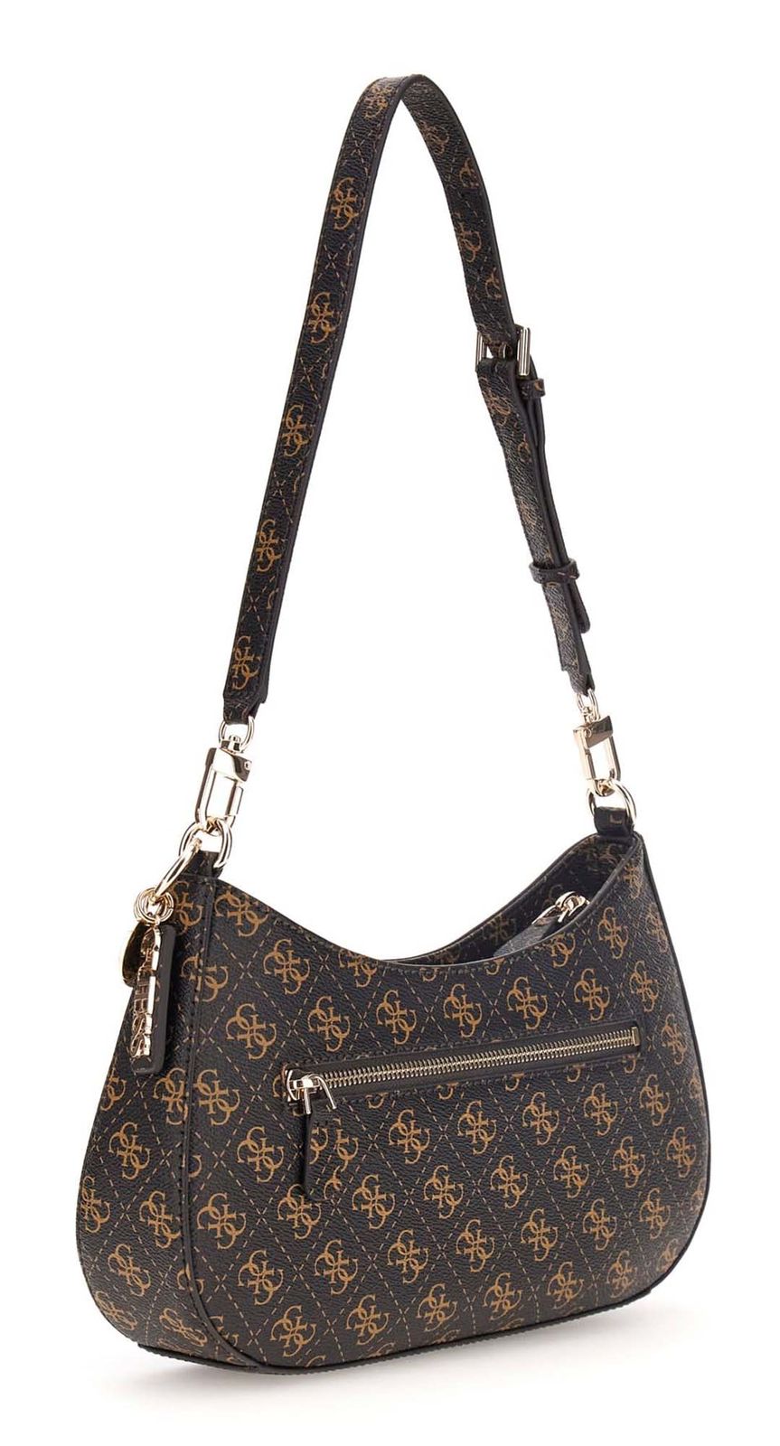 GUESS Noelle II Top Zip Shoulder Bag Brown Logo GUESS Noelle II Top Zip Shoulder Bag Brown Logo