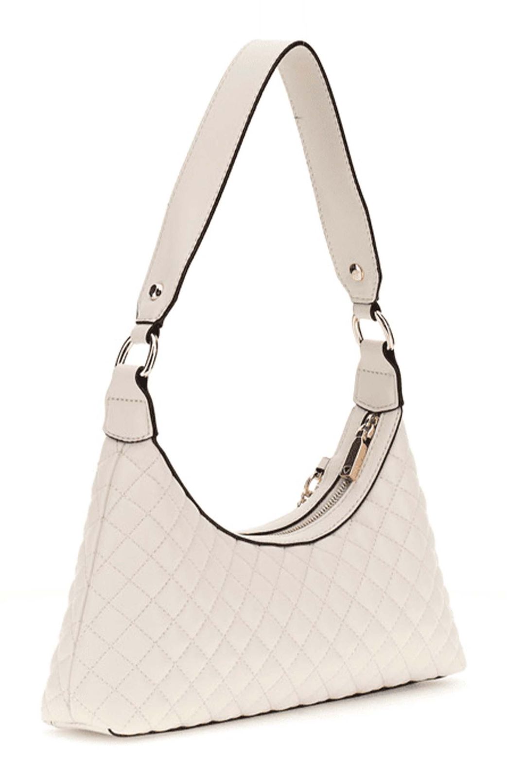 GUESS Everlee Top Zip Shoulder Bag Cream White GUESS Everlee Top Zip Shoulder Bag Cream White