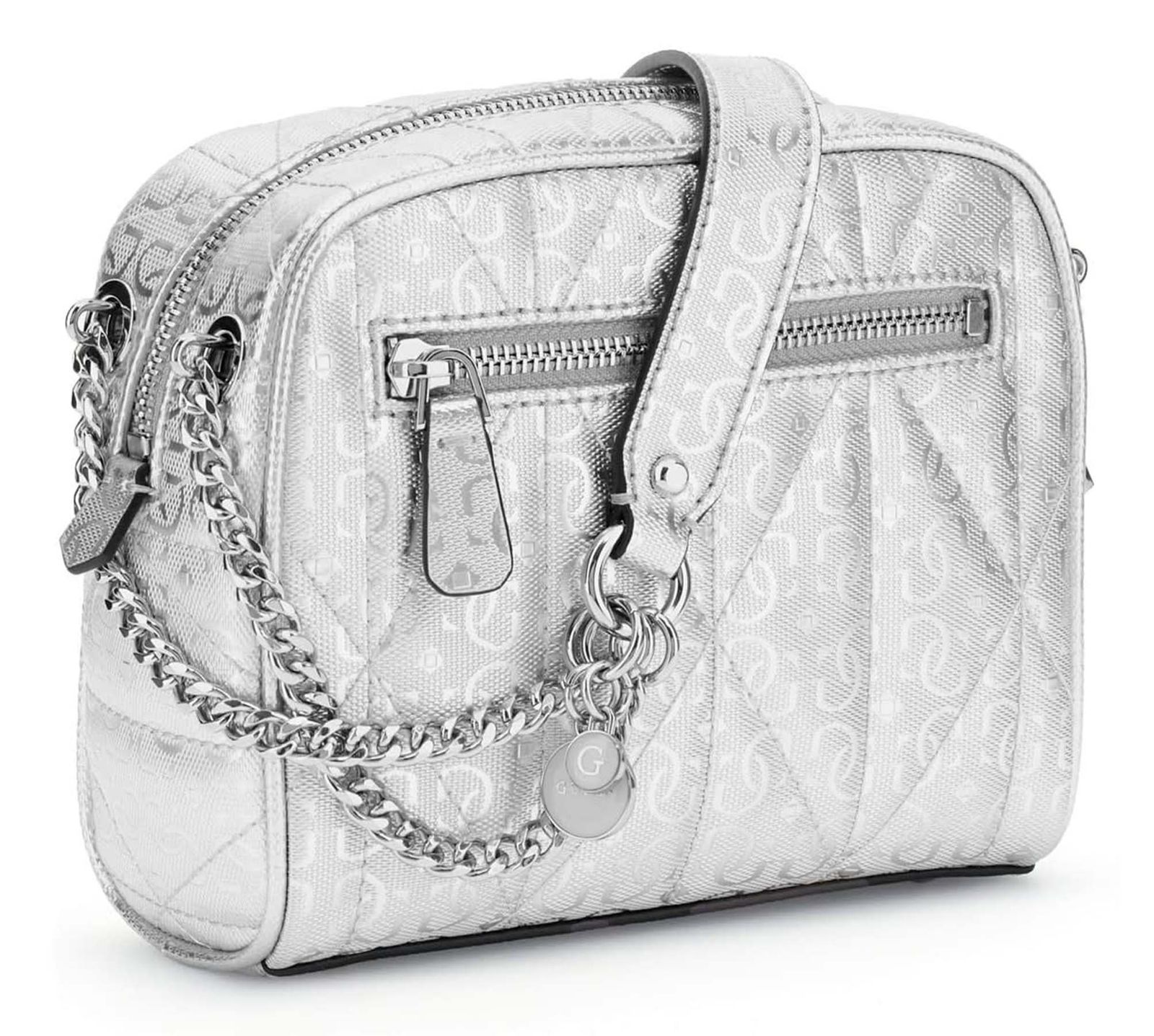 GUESS Aldina Camera Crossbody Bag Silver GUESS Aldina Camera Crossbody Bag Silver