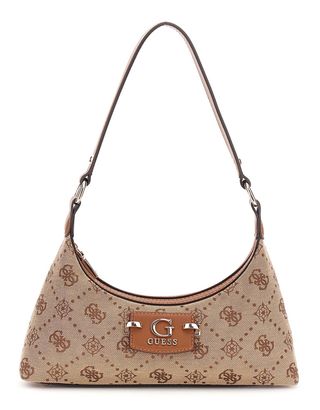 GUESS Neda Top Zip Shoulder Bag Latte Logo