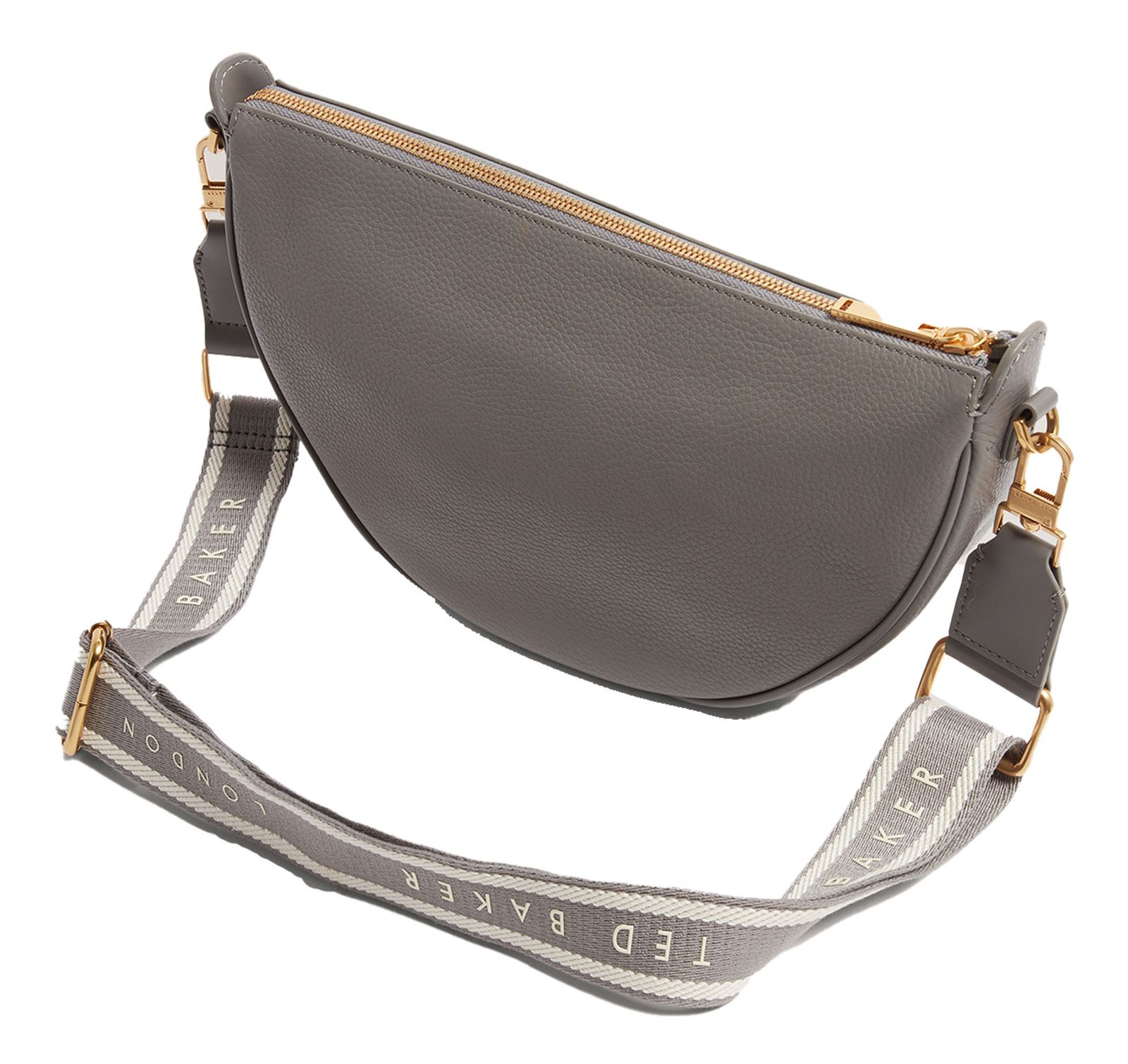 Ted Baker Essina Webbing Leather Half Moon Crossbody Bag Mid - Grey Ted Baker Essina Webbing Leather Half Moon Crossbody Bag Mid - Grey