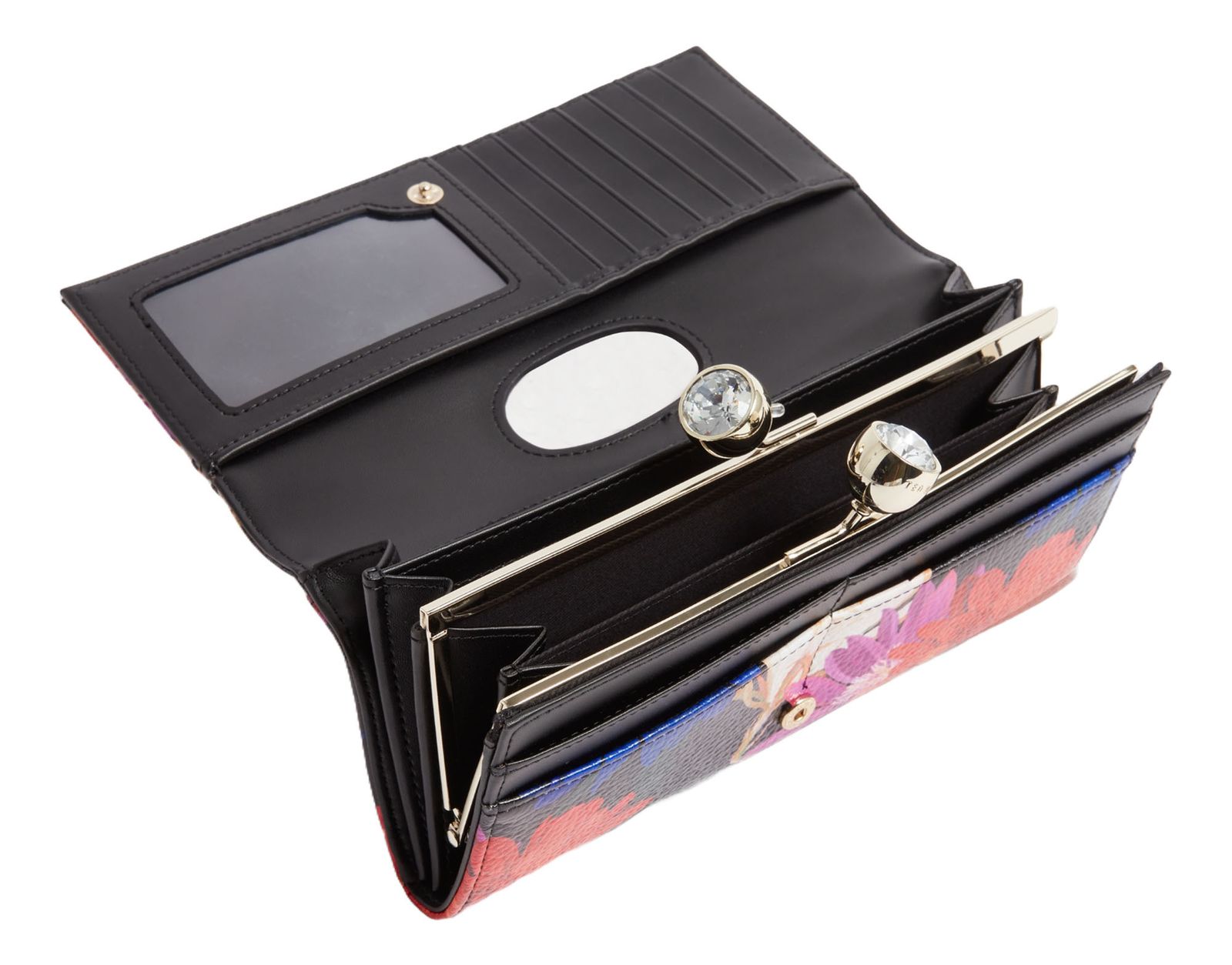 Ted Baker Amaliah Printed Rose Detail Bobble Purse Black Ted Baker Amaliah Printed Rose Detail Bobble Purse Black