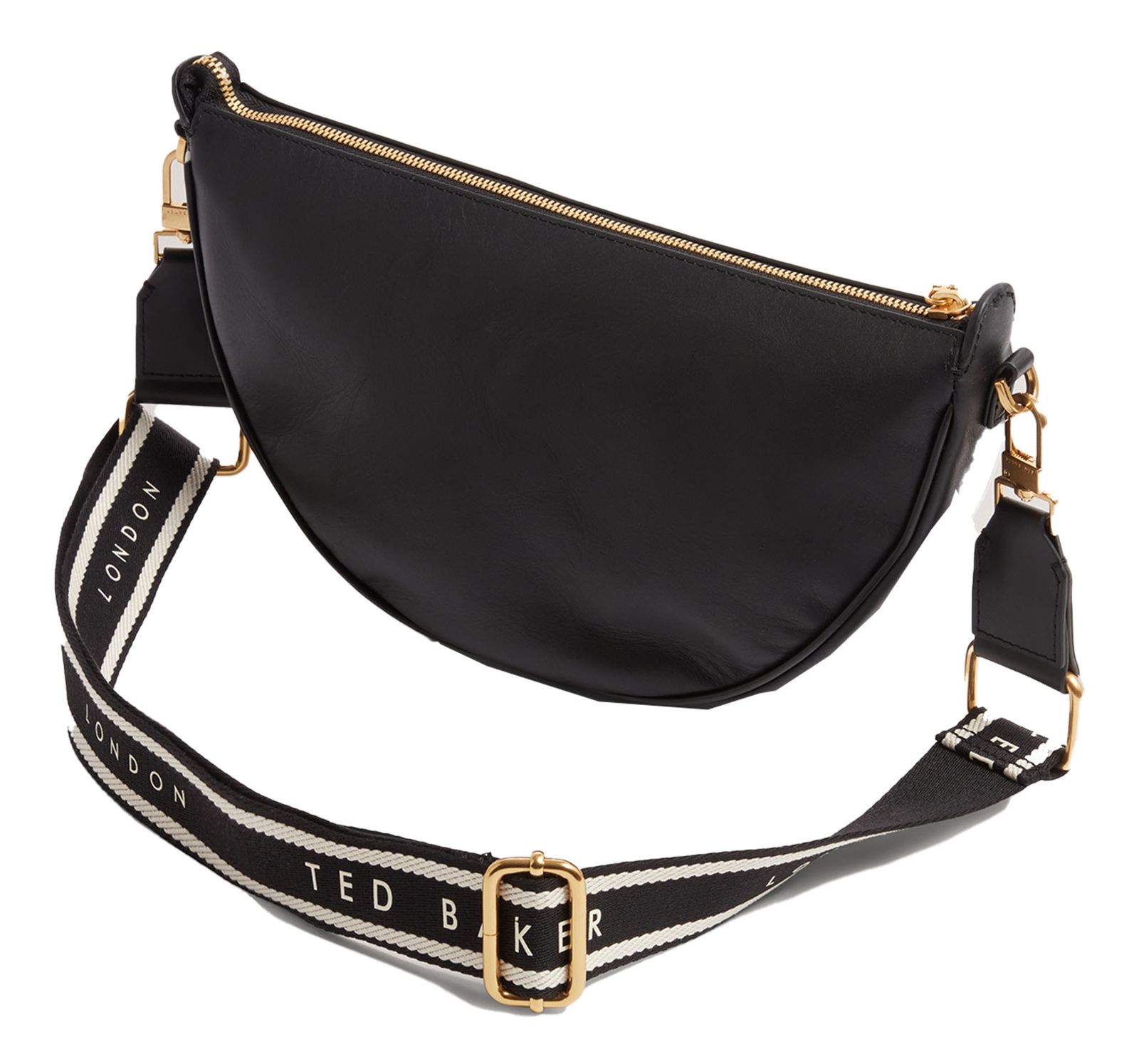 Ted Baker Essina Webbing Leather Half Moon Crossbody Bag Black Ted Baker Essina Webbing Leather Half Moon Crossbody Bag Black
