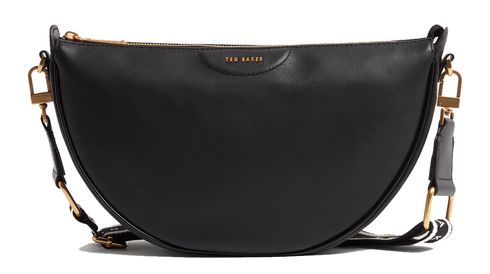 Ted Baker Essina Webbing Leather Half Moon Crossbody Bag Black