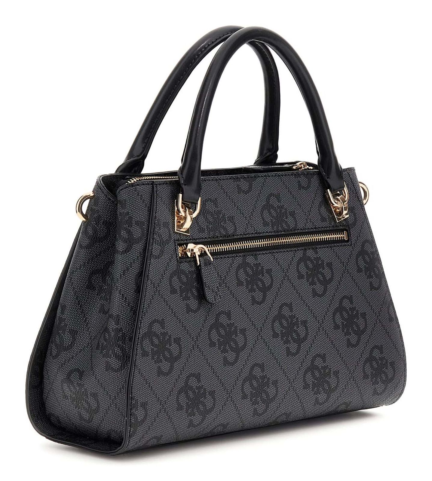 GUESS Noelle II Luxury Satchel Bag Coal Logo GUESS Noelle II Luxury Satchel Bag Coal Logo