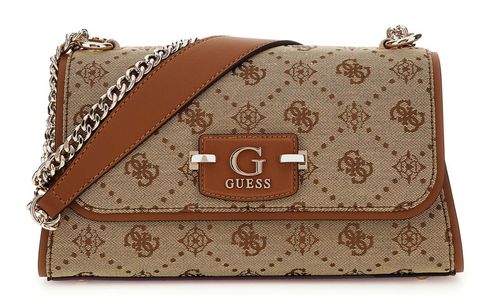 GUESS Neda Convertible Xbody Flap Bag Latte Logo