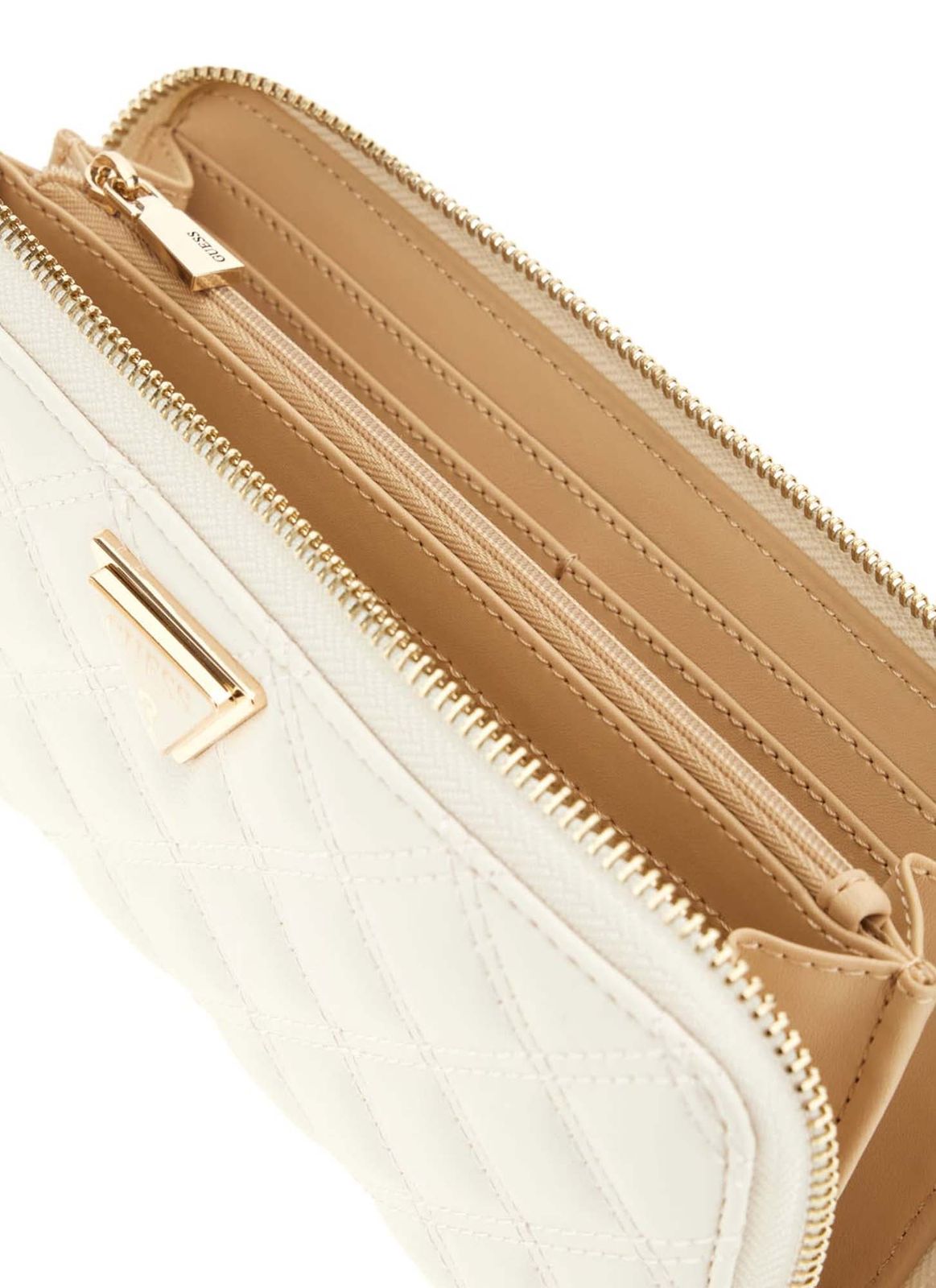 GUESS Giully II SLG Zip Around Wallet L Cream White GUESS Giully II SLG Zip Around Wallet L Cream White