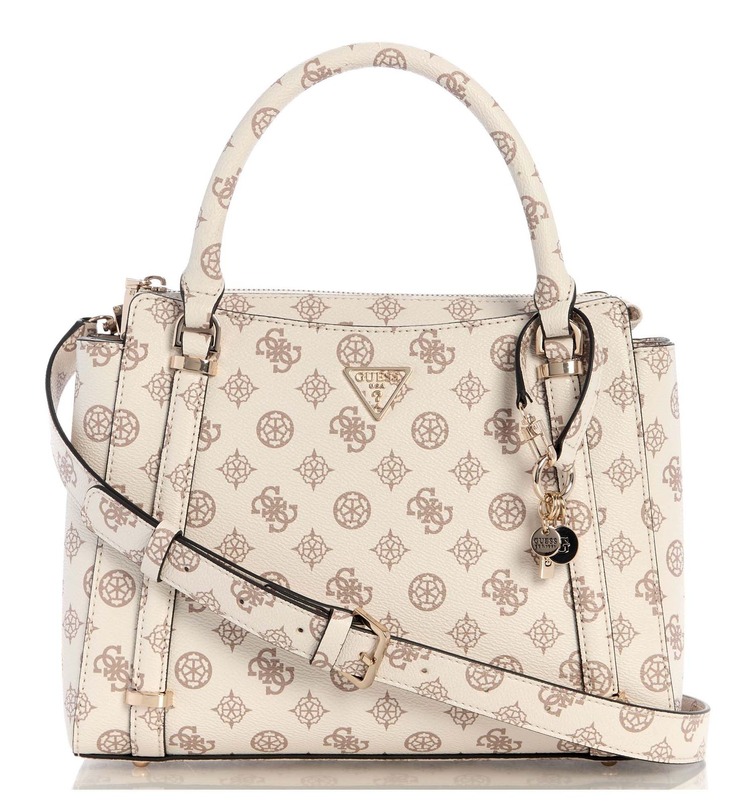 GUESS Daryna II Two Compound Satchel Cream Logo GUESS Daryna II Two Compound Satchel Cream Logo