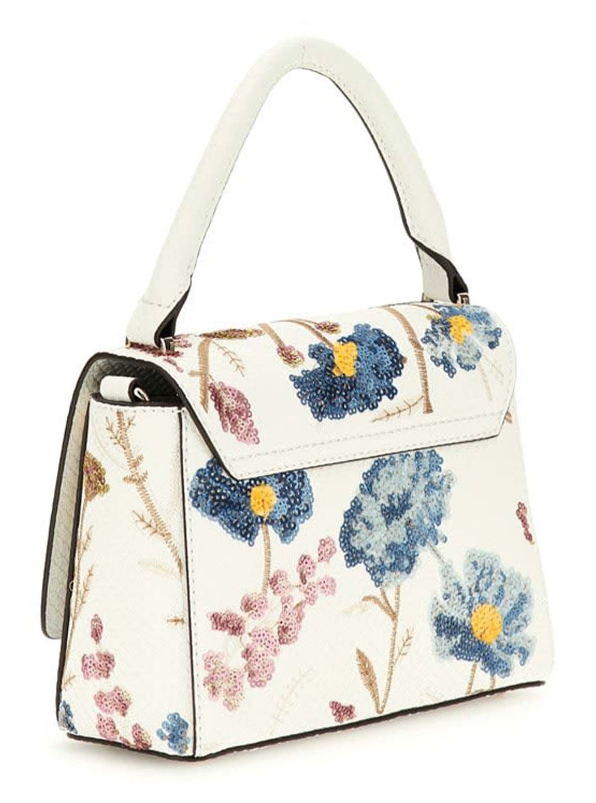 GUESS Zaria Top Handle Flap Hand Bag Floral Multi GUESS Zaria Top Handle Flap Hand Bag Floral Multi
