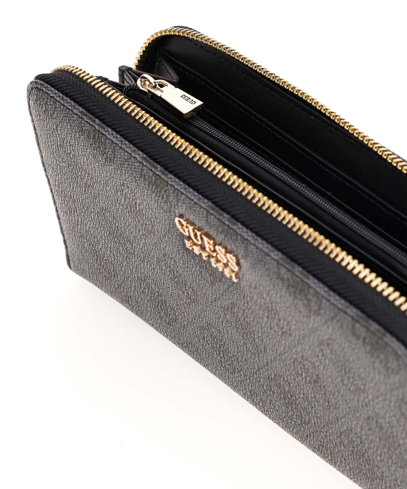 GUESS Brenton SLG Large Zip Around Wallet L Coal Logo GUESS Brenton SLG Large Zip Around Wallet L Coal Logo