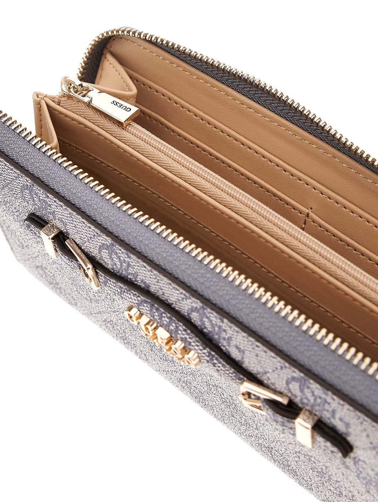 GUESS Katya SLG Large Zip Around Wallet L Slate Logo GUESS Katya SLG Large Zip Around Wallet L Slate Logo