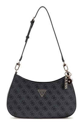 GUESS Noelle II Top Zipper Shoulder Bag Coal Logo
