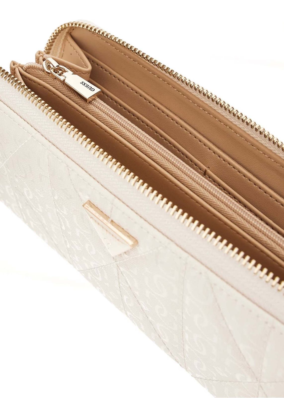 GUESS Aldina SLG Zip Around Wallet L Cream White GUESS Aldina SLG Zip Around Wallet L Cream White