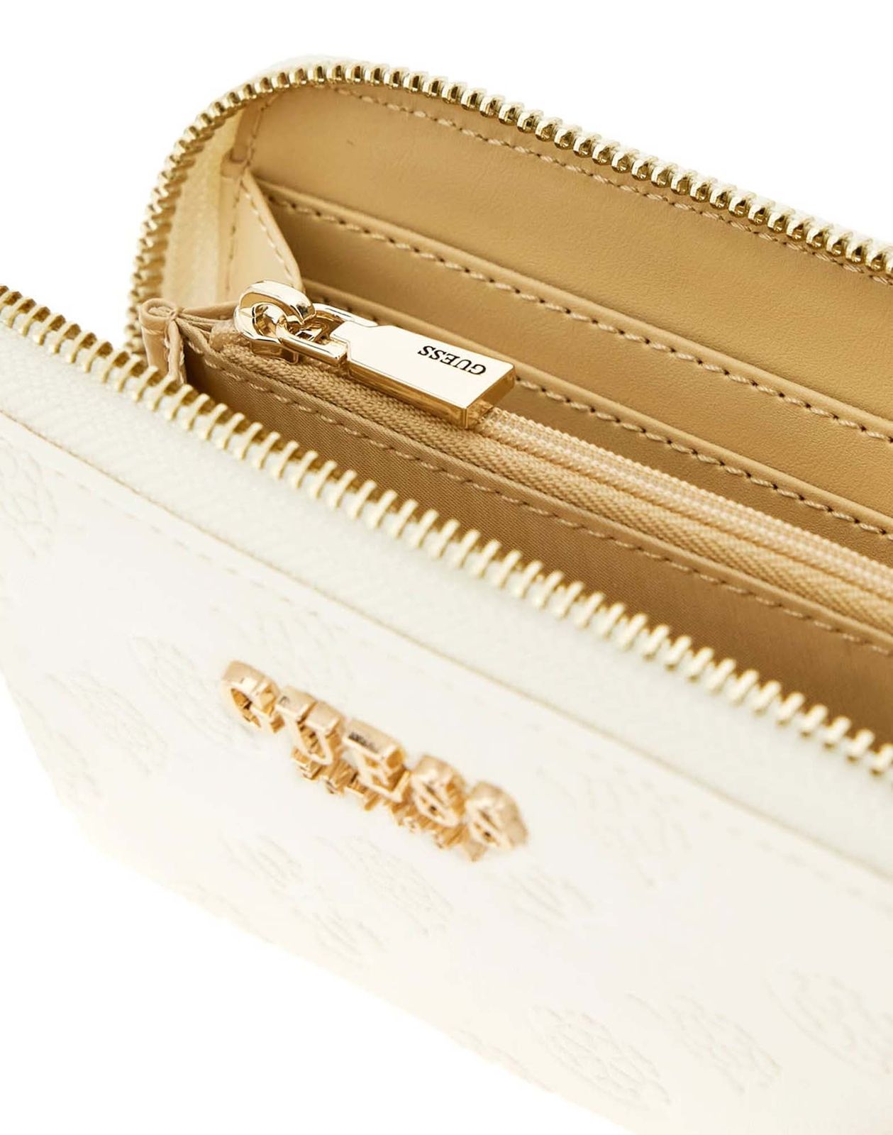 GUESS Phoebe SLG Medium Zip Around Wallet M Cream White Logo GUESS Phoebe SLG Medium Zip Around Wallet M Cream White Logo