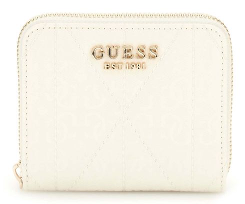 GUESS Aldina SLG Small Zip Around Wallet Cream White
