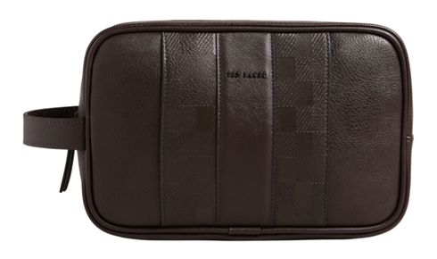 Ted Baker Waydee House Check PU Washbag Brown - Choc