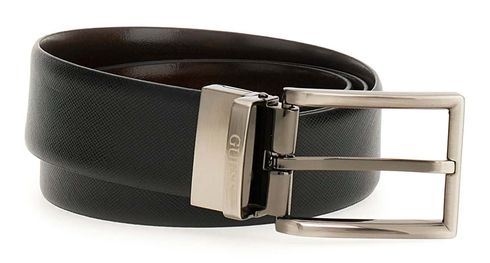 GUESS Adjustable and Reversible Leather Belt W115 Black / Dark Brown - shortenable