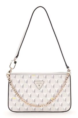 GUESS G Wave II Mini Top Zip Shoulder Bag Stone Logo
