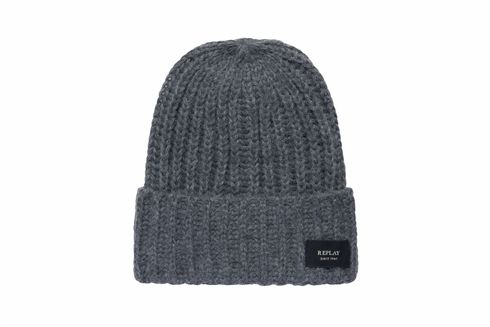 REPLAY Beanie Charcoal Gray Melange