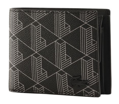 LACOSTE Billfold Coin M Monogram Noir Gris