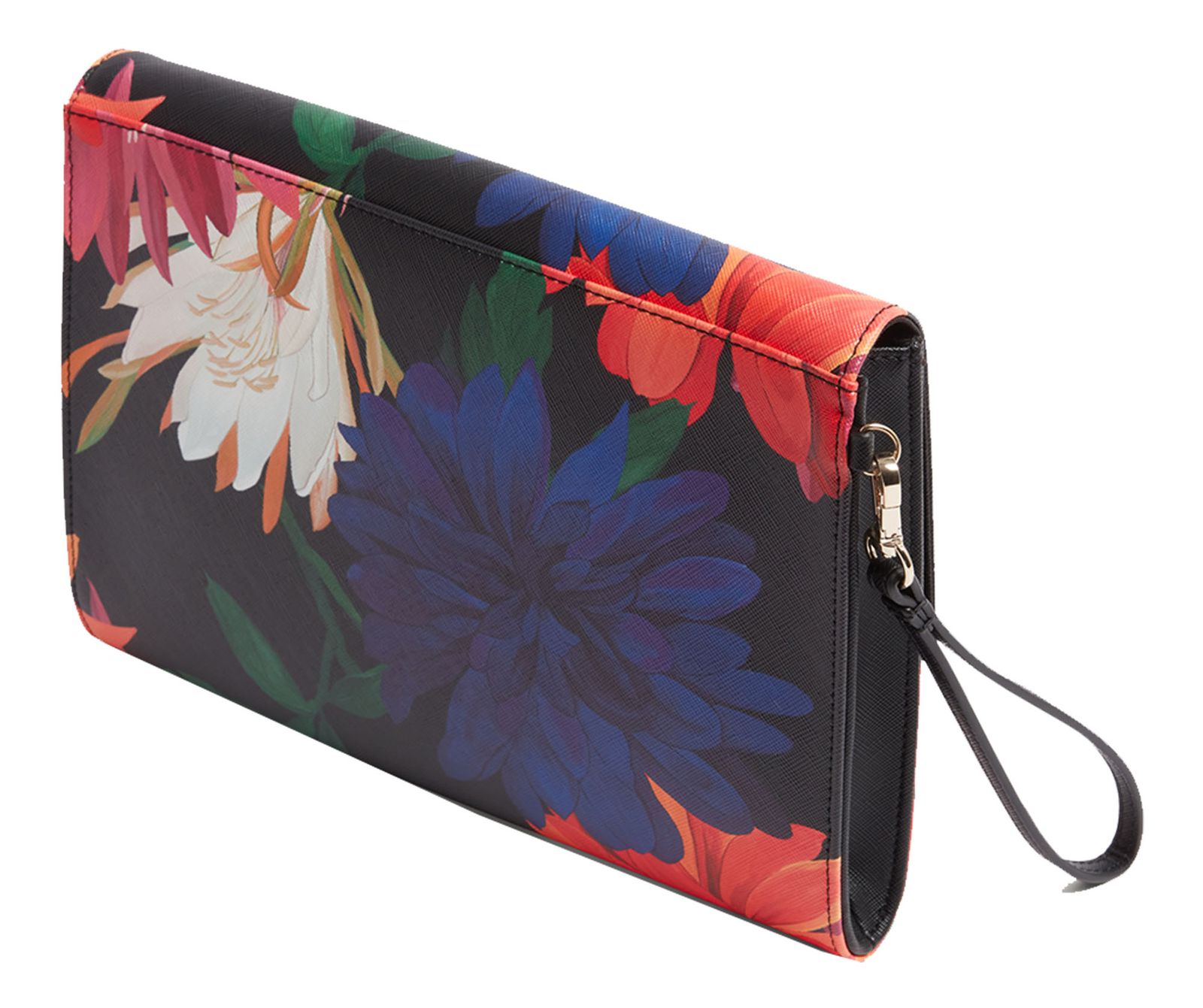 Ted Baker Amarsay Printed Dahlia Icon Envelope Pouch Black Ted Baker Amarsay Printed Dahlia Icon Envelope Pouch Black