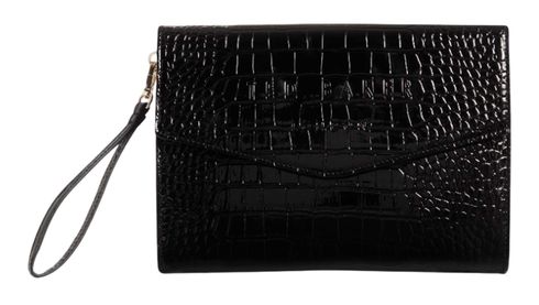 Ted Baker Crocey Croc Effect Envelope Pouch Black