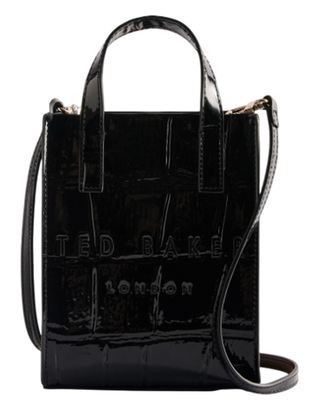 Ted Baker Gatocon Croc Effect Mini Icon Bag Jet - Black